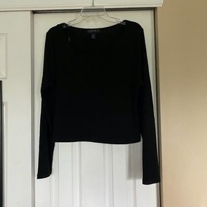 Plus Size Black Knit Crop Top